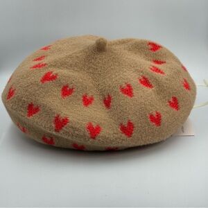 Maeve Tan and Red Heart Beret